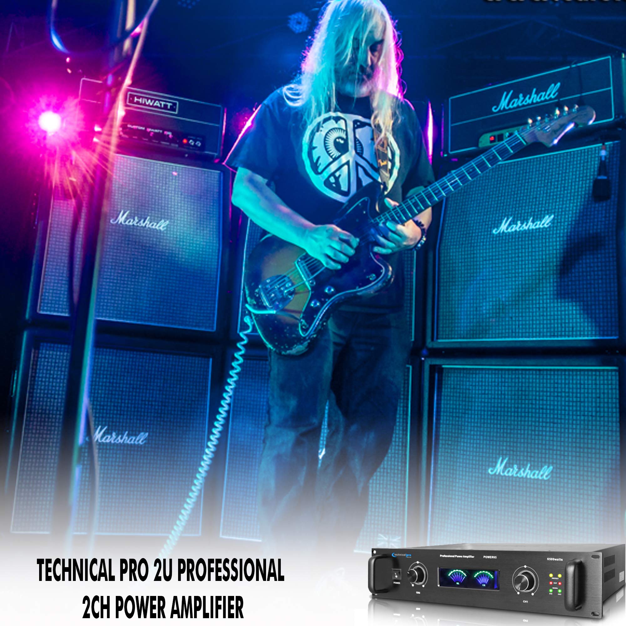 Technical Pro 6000 Watts Professional Portable PA System, 2 Channel Digital Stereo Power Amplifier with Dual Cooling Speed Fans